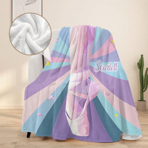 Personalized Dance Blanket Customized Name Bed Blankets Adults 60x80 IN - color: Ballet Dancer Recital Geometric, size: 60x80 IN