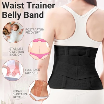 Trendyline Postpartum Belly Band Wrap: Adjustable Support Abdominal Binder - color: Black, size: XX-Large