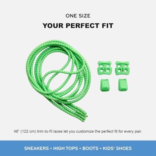 THE ORIGINAL STRETCHLACE Quick Lock No Tie Elastic Shoelaces for Running - color: Green