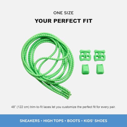 THE ORIGINAL STRETCHLACE Quick Lock No Tie Elastic Shoelaces for Running - color: Green