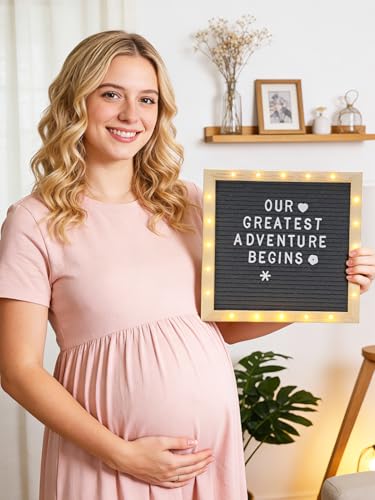 10×10" Light up Felt Letter Board, Custom Message, First Day of School Sign - color: Grey