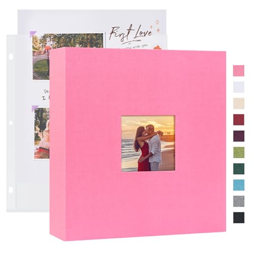 Mublalbum 8.5x11 Inch 3 Ring DIY Scrapbook Photo Album 80 Pages,Pink - color: Pink