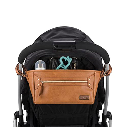 Itzy Ritzy Adjustable Stroller Caddy & Organizer Bag, Easy Attach (Cognac) - color: Cognac