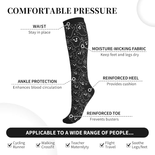 Compression Socks Women and Men 15-20mmHg-Circulation Support Socks for Athletic Running Cycling - color: Ghost