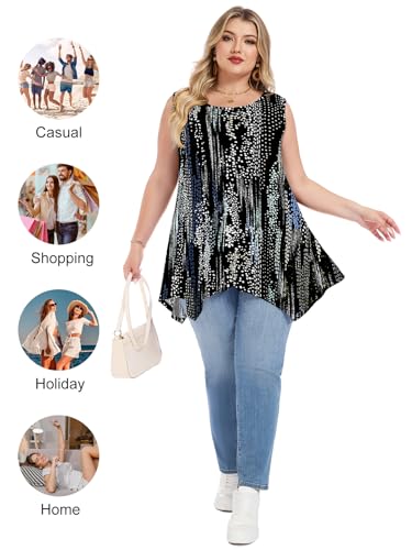 LARACE Womens Plus Size Tank Tops Summer Sleeveless Casual Loose Tunic - color: A-ambilight61, size: 2X