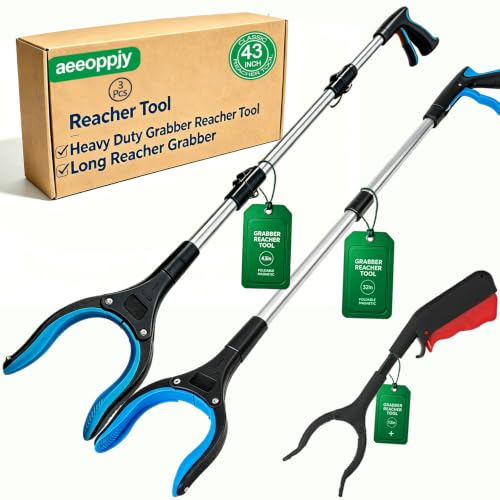 43"+36" Long Grabber Reacher Tool for Seniors &12" Mini Iron Grabber - color: 43"+36"+12"