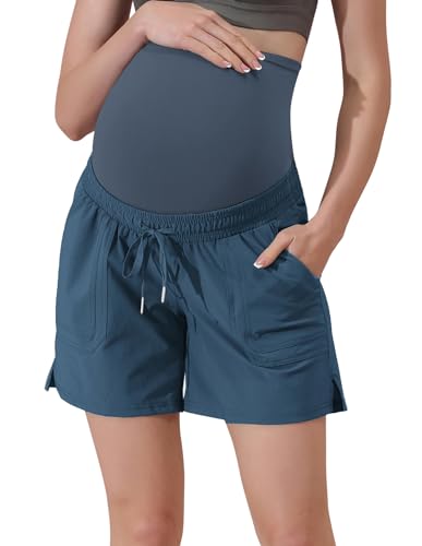 Maacie Maternity 5" Hiking Shorts with Pockets - color: Blue-grey, size: XX-Large