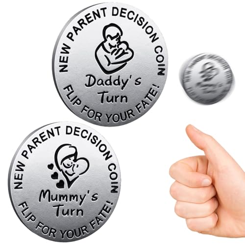 Funny Double Sided New Parents Decision Coin Pregnancy Gifts - color: Style E-Silver