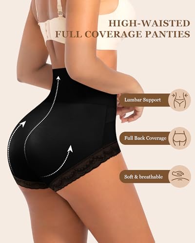MEIYATING Women's High Waisted Underwear Tummy Control Postpartum Panties - color: Black, size: Medium