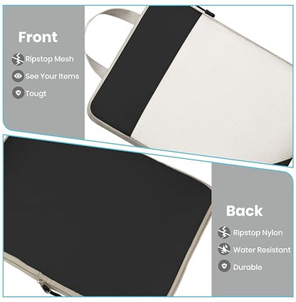Compression Travel Packing Cubes with White Mesh, Black, 6Pcs - color: Black, size: Set of 6