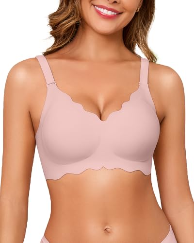 Seamless Jelly Bras for Women, No Underwire Push Up Bra - color: Pink, size: XX-Large