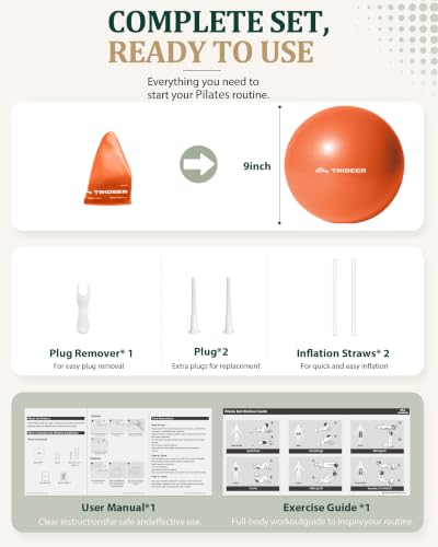 Trideer 9 Inch Pilates Ball, Classic-Size Multi-Use Small Exercise Ball - color: Orange