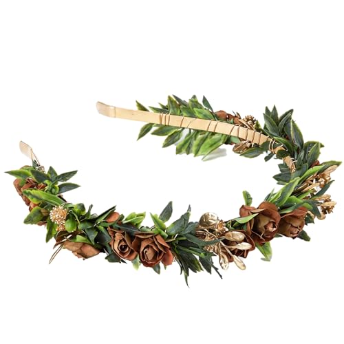 Fairy Flower Crown Headband, Brown Rose Floral Headpiece - color: Brown