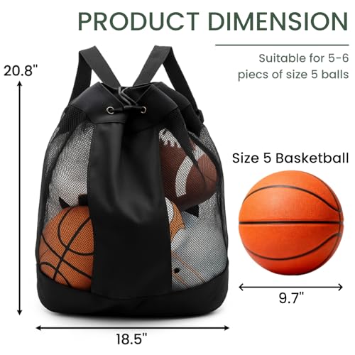 Large Ball Bag, Mesh Sport Bag Adjustable Double Strap