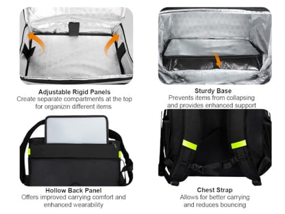 Food Delivery Backpack, Expandable Delivery Backpack Pizza Bag, XL - color: Black, size: XL