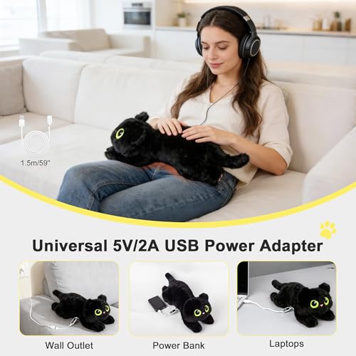 Black Cat Heating Pad Plush, USB Electric Warm Cushion with Timer for Women - color: Black Cat Heating Pad