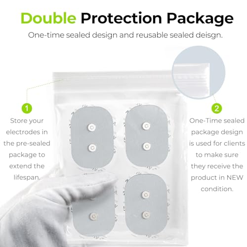 AUVON Wireless TENS Unit Electrode Pads 12 Pcs, 2 Sizes, Latex-Free - color: A White