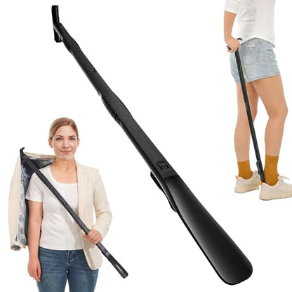 36 Inch Adjustable Long Handled Shoe Horn - Dressing Stick Aid for Seniors, Disabled - Ideal for Hip, Back, Shoulder Surgery Recovery – Helps with Getting Dressed, Sock Remover