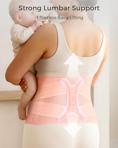 FREETOO Postpartum Belly Band Wrap for Women,Abdominal Binder Post Surgery - color: Pink