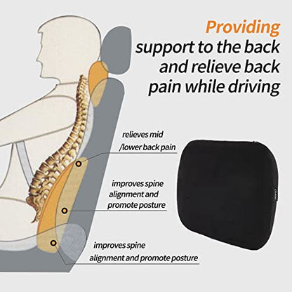 Lower Back Automotive Lumbar Support Pillow for Car Recliner Cushion Black - color: Black