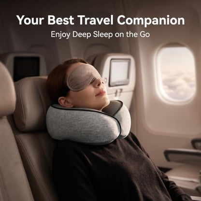 Travel Neck Pillow Memory Foam with 360° Neck Support, Gray
