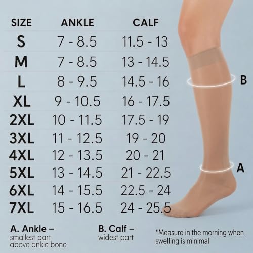 ABSOLUTE SUPPORT Sheer Womens Compression Socks 15-20 mmHg - color: Beige, size: 3X-Large