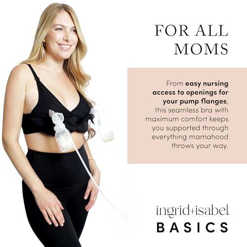 Ingrid & Isabel Basics Nursing & Pumping Bra - color: Black, size: X-Large