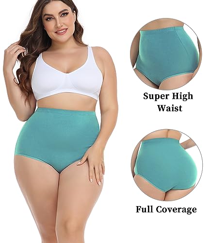 wirarpa Women's Underwear Cotton Super High Waisted Briefs Stretch Full Coverage Panties 4 Pack - color: Multicolora2, size: X-Large