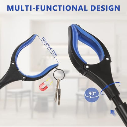 2-Pack Grabber Reacher Tool, 36" Foldable Trash Picker Upper - color: Blue