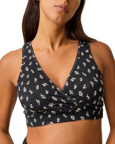 Kindred Bravely French Terry Racerback Nursing & Sleep Bra, Maternity Bra - color: Black Wildflower, size: Small