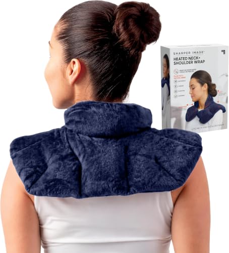 Sharper Image Heated Neck & Shoulder Wrap-Microwavable Warm&Cooling Plush Pad,Scented Aromatherapy(100% Natural Lavender &Herb Spa Blend)Pain Tension Headache Relief Therapy,Gift for Women(Pack of 8) - color: Navy, size: 1 Count (Pack of 8)
