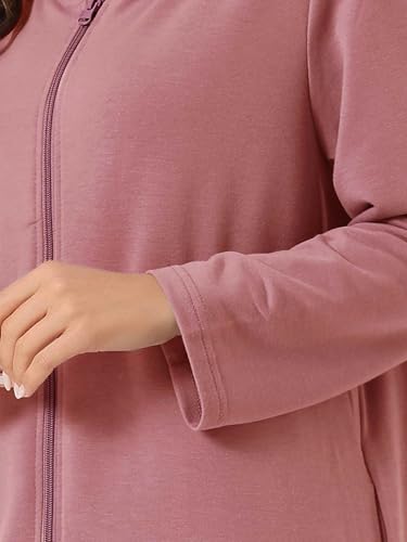 cheibear Women Long Sleeve Cardigan Knit Zip Up with Pockets - color: Dark Pink, size: Medium