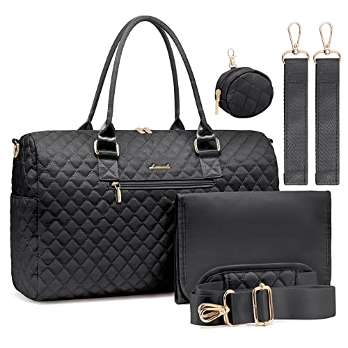 LOVEVOOK Diaper Bag Tote with Pacifier Case and Changing Pad, Large Capacity Mommy Bag for Hospital and Weekender Travel, Functional Baby Bag Newborn Baby Essential, Black - color: Black