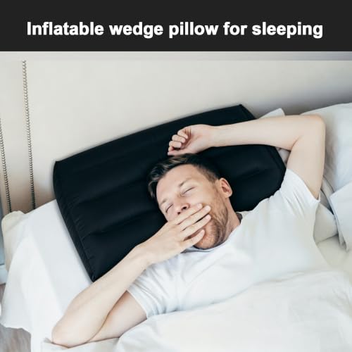 Inflatable Wedge Pillow for Travel, Camping & Indoor Sleep - color: Drak