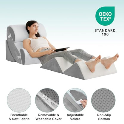 Hansleep Bed Wedge Pillow Set for After Surgery 6P, Reading Pillows, 23" - color: White, size: 6pcs-23.6x27''