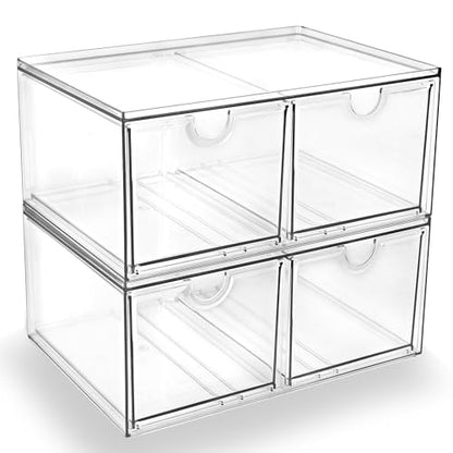Prsildan Acrylic Storage Drawers Clear Makeup Organizer with 4 Drawers - size: Stackable-4Drawers
