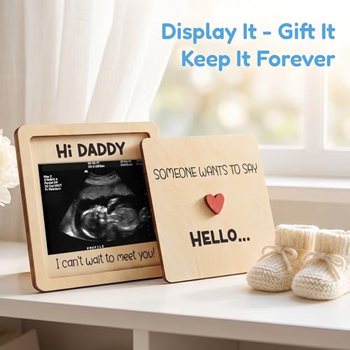 Hangwoous Hi Daddy Pregnancy Announcement Frame for Husband - color: Brown G