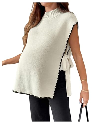 MakeMeChic Women's Maternity Sweater Vest Fall Pregnancy Tops - color: Apricot, size: X-Large