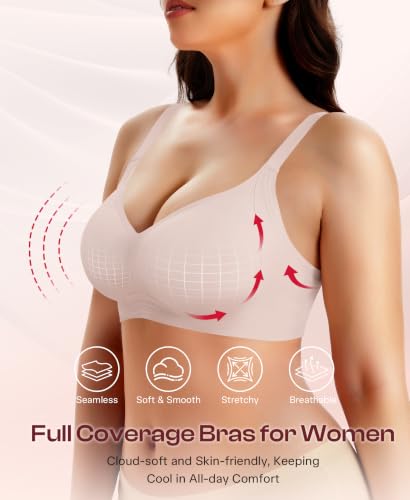 Werena Jelly Minimizer Bras for Women Wireless Plus Size Push Up Bra - color: Pink, size: Small