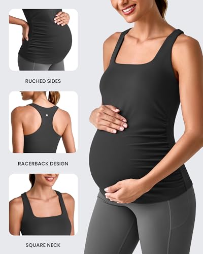 G4Free BareFeel Maternity Tank Tops with Removable Pads Pregnancy Clothes - color: Black, size: Medium