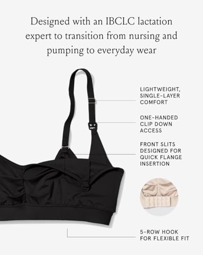 Bodily Do Anything Nursing Bra for Breastfeeding & Hands-Free Pumping - color: Black, size: Small