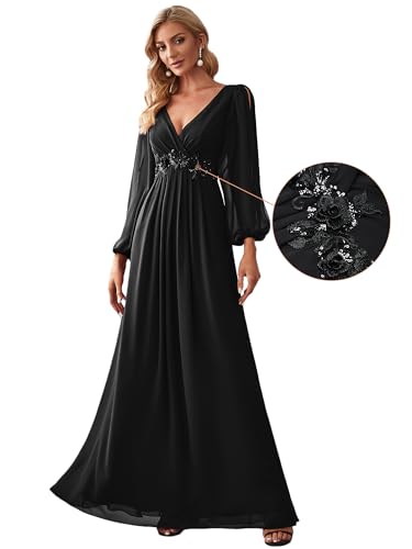 Ever-Pretty Women's Fall Long Sleeves Formal Mother of the Bride Dresses - color: Black, size: 8