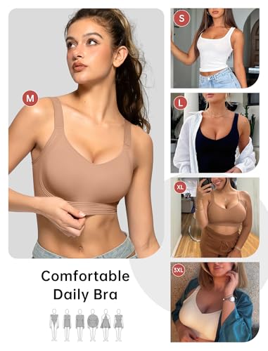 OEAK Women Jelly Bra Wireless Anti Sagging Full Coverage Bras - color: Apricot, size: X-Large