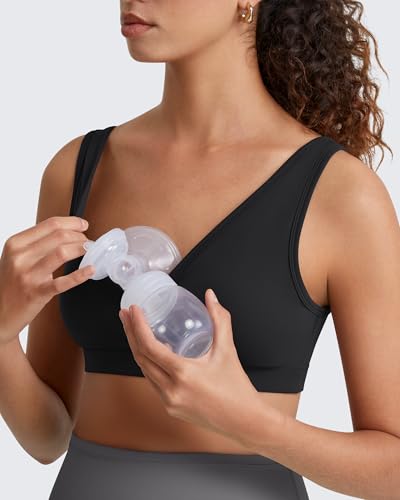 G4Free BareFeel Maternity Bra Wireless Nursing for Breastfeeding V Neck - color: Black, size: Small
