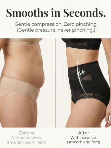 newnice High Waist Lace Underwear: Women's Tummy Control Briefs, Wide Back - size: Small
