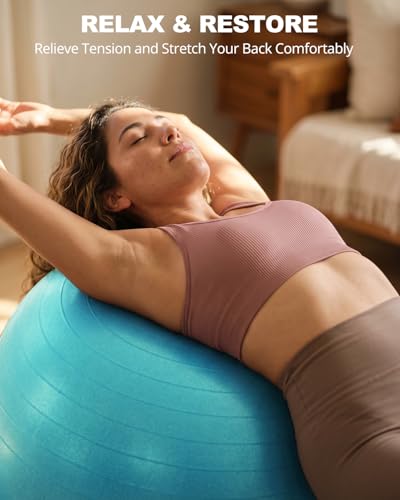 Trideer Yoga Ball for Exercise, Pregnancy, Exercise Ball, Pump Included - color: Turkis, size: L(23-26ines/58-65cm)