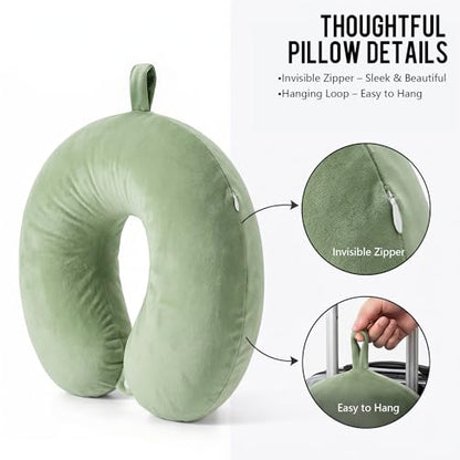 Travel Neck Pillow for Airplane with Pure Memory Foam(Teal) - color: Teal