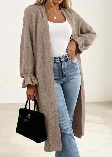 KIRUNDO Long Cardigans for Women Oversized Open Front Coats - color: Caramel, size: Medium