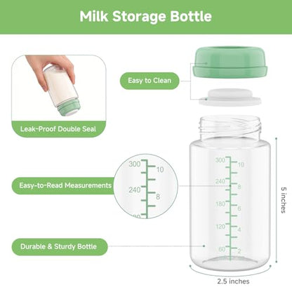 Breastmilk Storage Bottles 11oz for Momcozy 22oz Milk Cooler, Spectra Pumps - size: 6 Pack