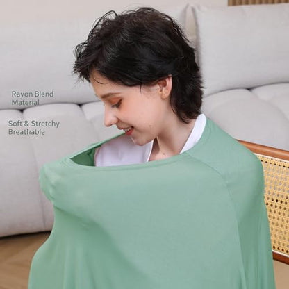Seejoy Multi-use Nursing Cover for Breastfeeding, 360°Full Coverage Nursing Poncho, Rayon Soft & Breathable Breastfeeding Cover up (Smooth Rayon, Sage Green) - color: Sage Green